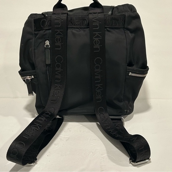 Calvin Klein Women’s black nylon backpack with silver accents, pockets - Picture 2 of 12